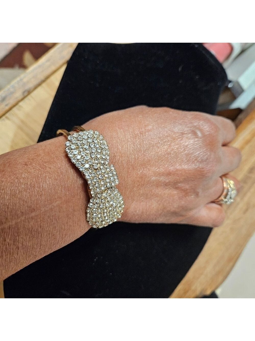 Betsey Johnson Crystal Rhinestone Bow Bracelet